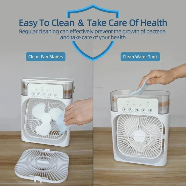 3-in-1 Air Cooler, Humidifier & Night Light – USB Rechargeable for Home & Office