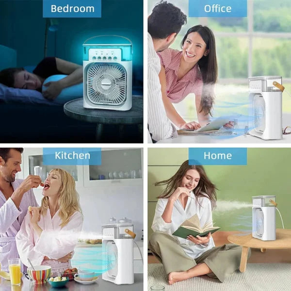 3-in-1 Air Cooler, Humidifier & Night Light – USB Rechargeable for Home & Office